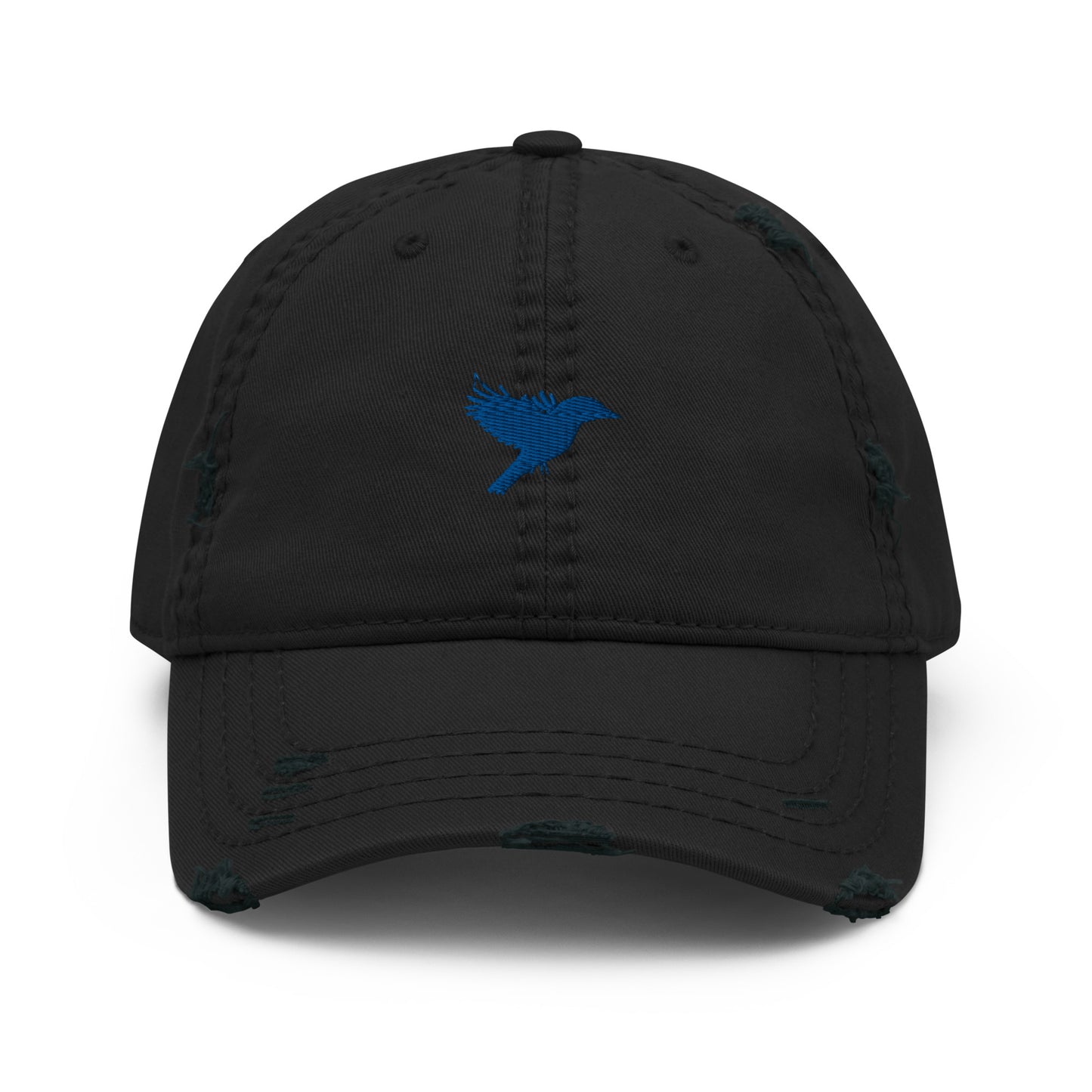 Sports Cap - Black with Blue kookaburra logo - Distressed look