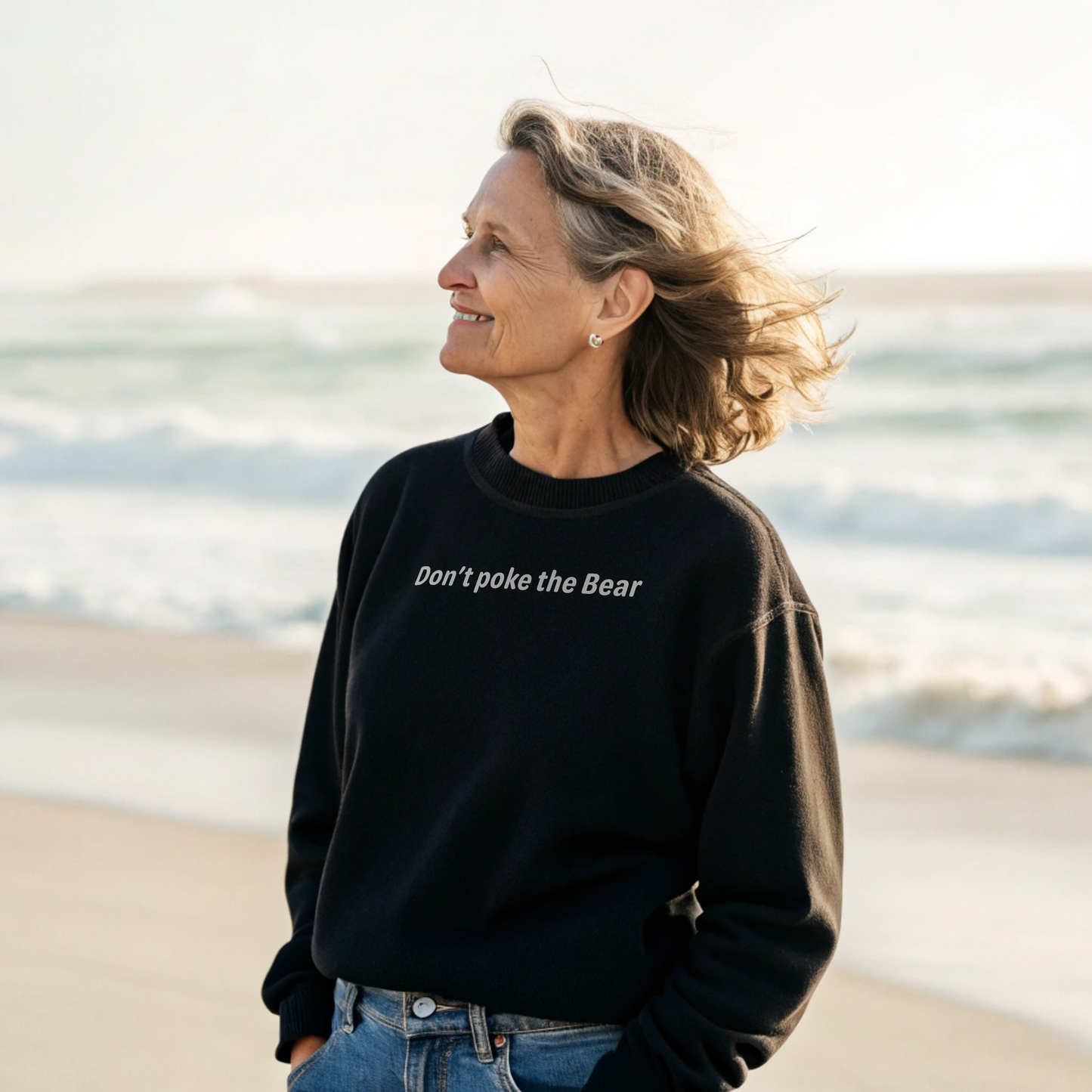 Don't poke the bear - White Text - Womens Sweatshirt