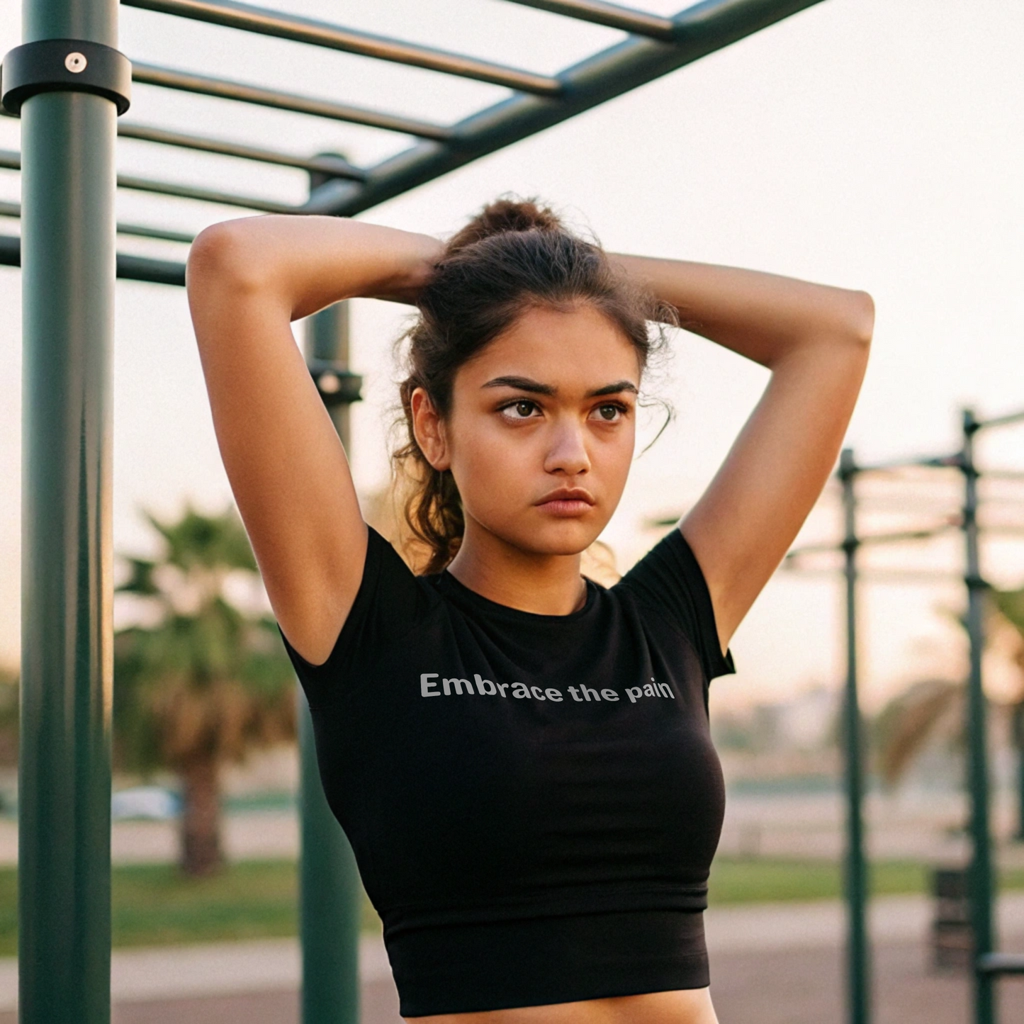 Embrace the pain - White Text - Womens Crop Tee