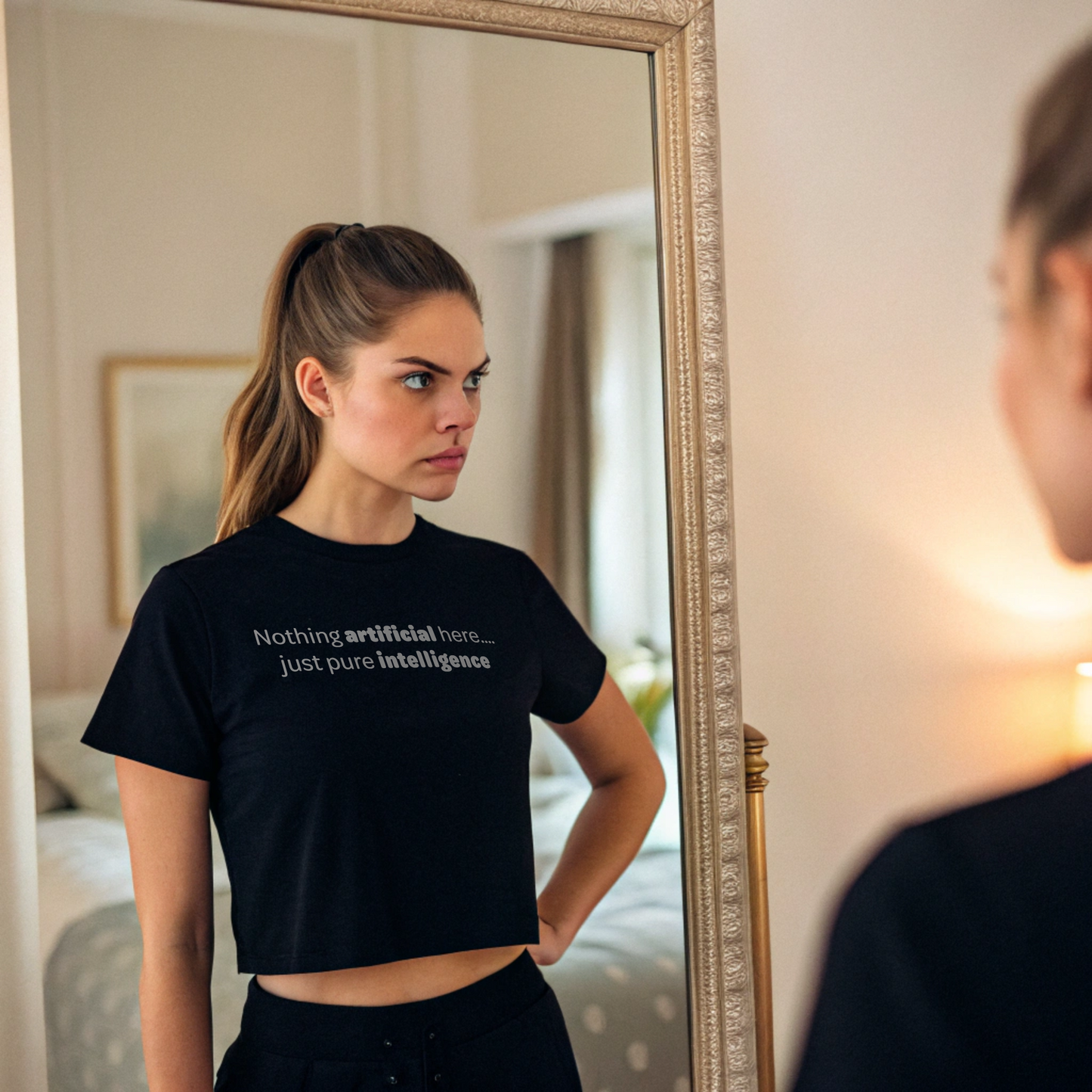 Artificial Intelligence - White text - Womens Crop Tee