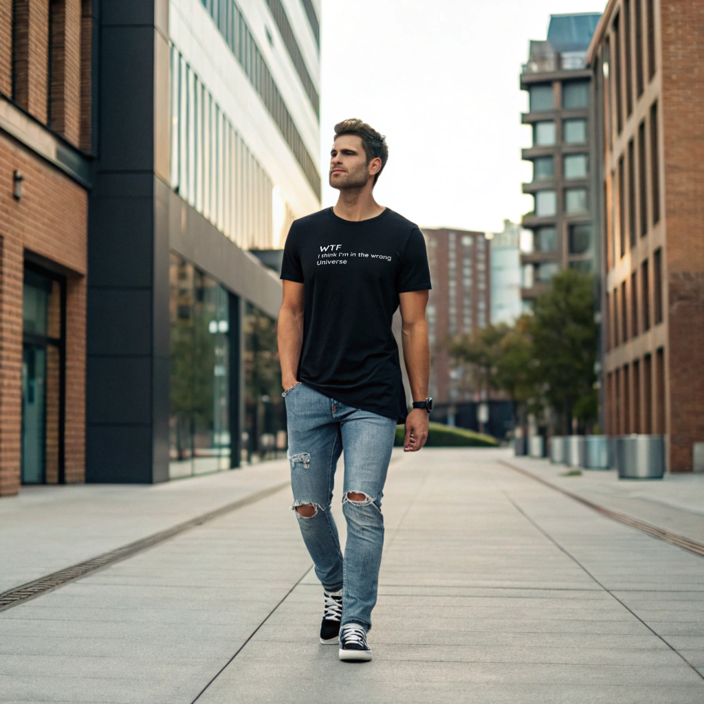 Wrong Universe - White Text - Mens T-Shirt