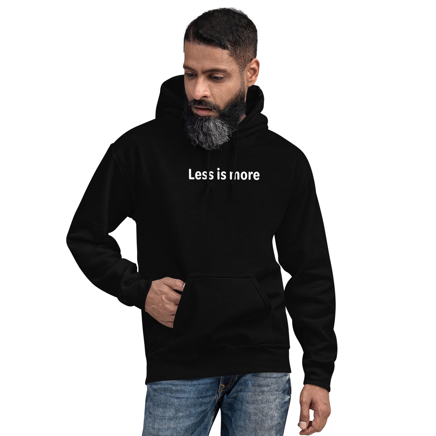 Less is more - White Text - Mens Hoodie