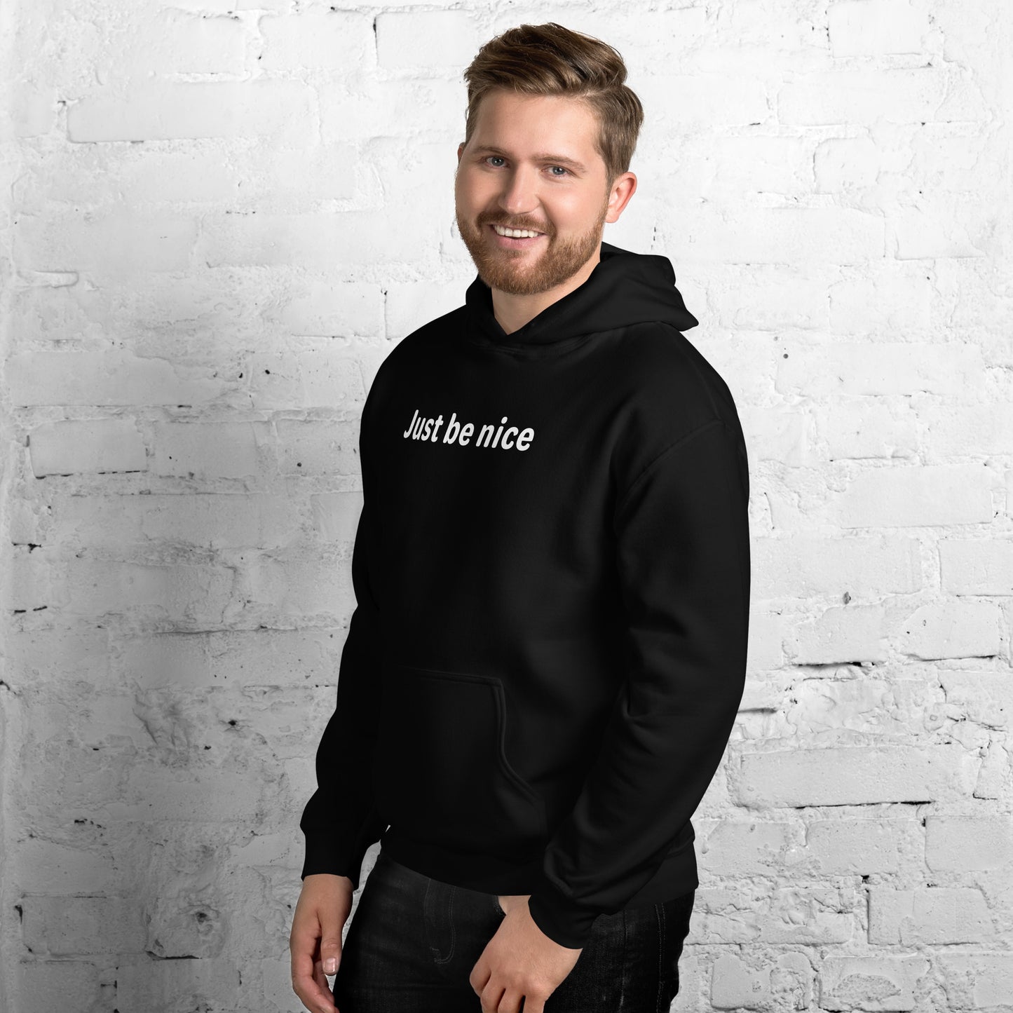 Just be nice - White Text - Mens Hoodie