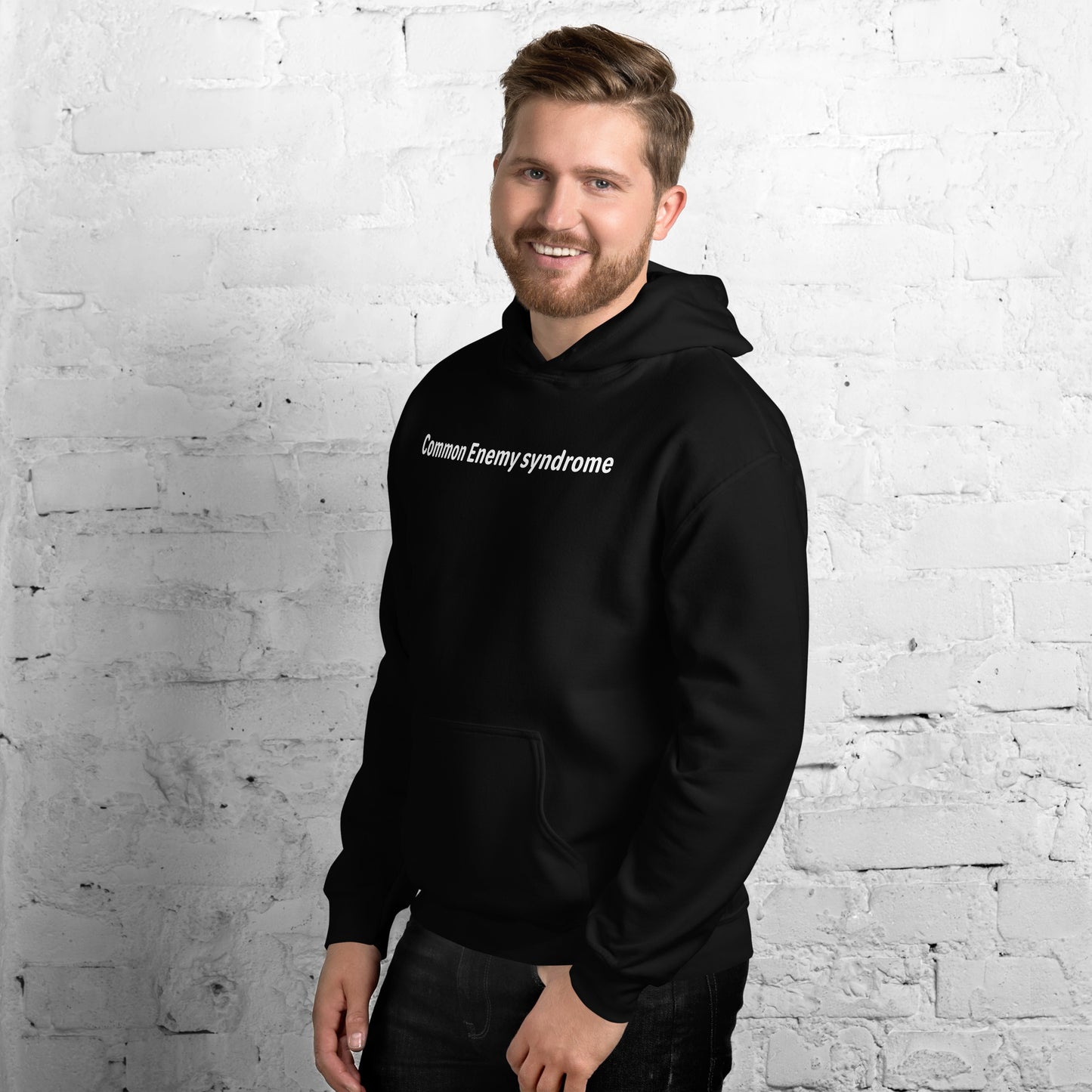 Common Enemy Syndrome - White Text - Mens Hoodie