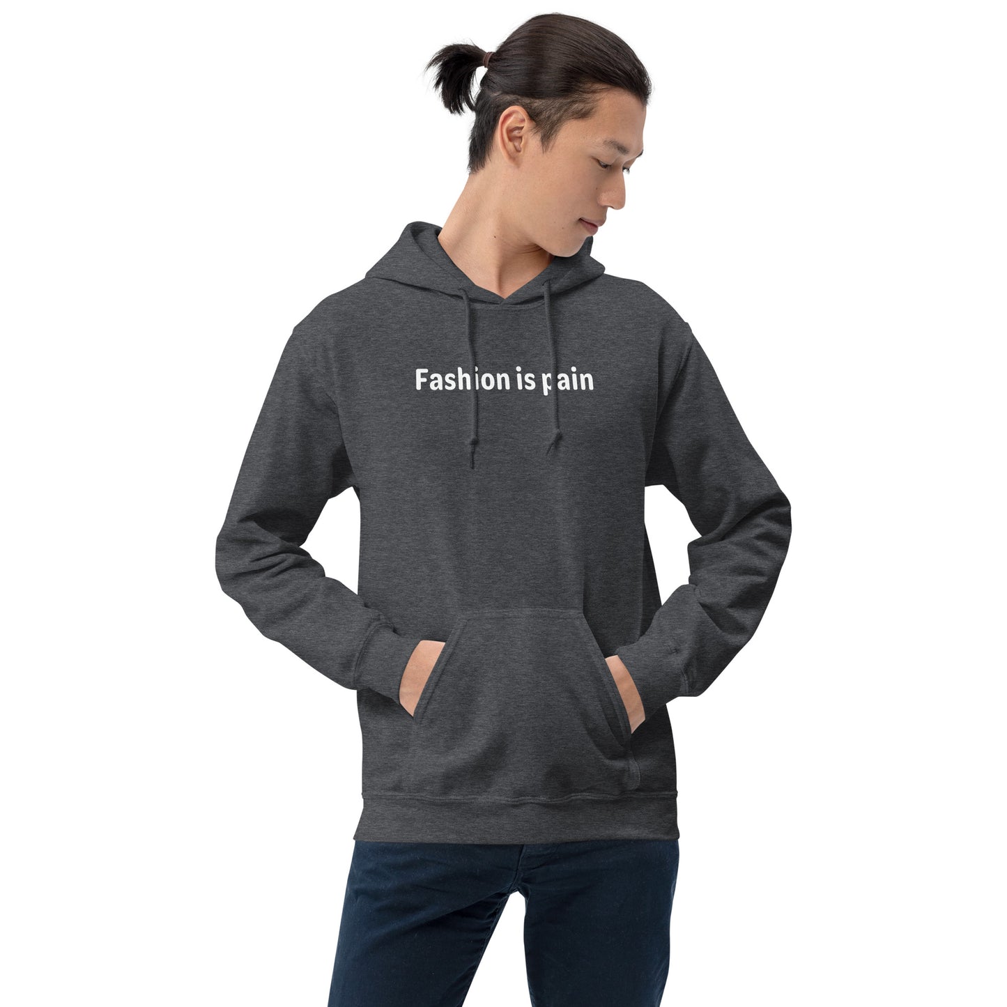 Fashion is pain - White Text - Mens Hoodie