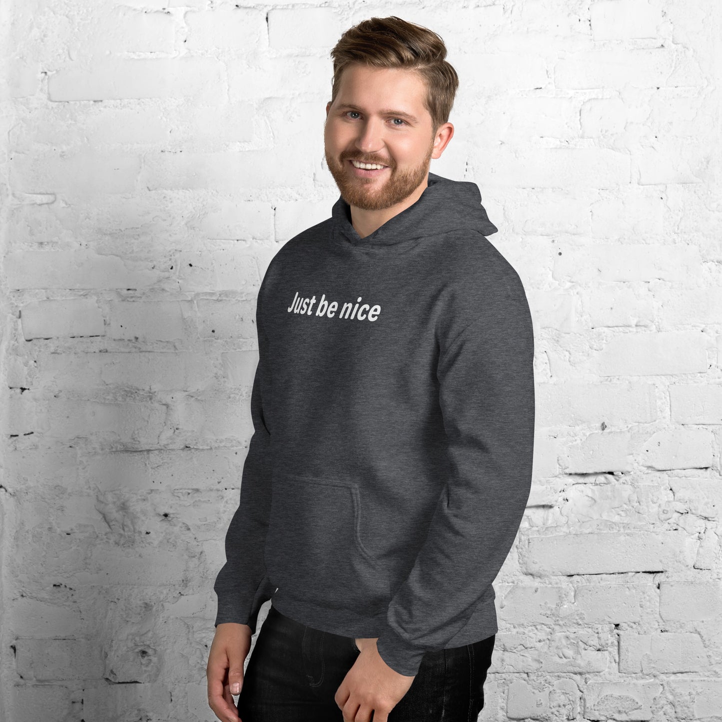 Just be nice - White Text - Mens Hoodie