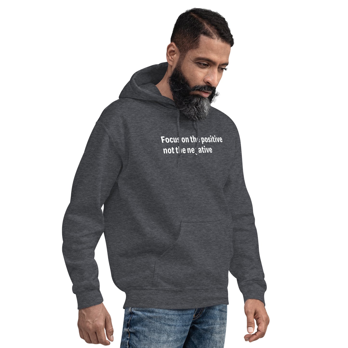 Positive Focus - White Text - Mens Hoodie
