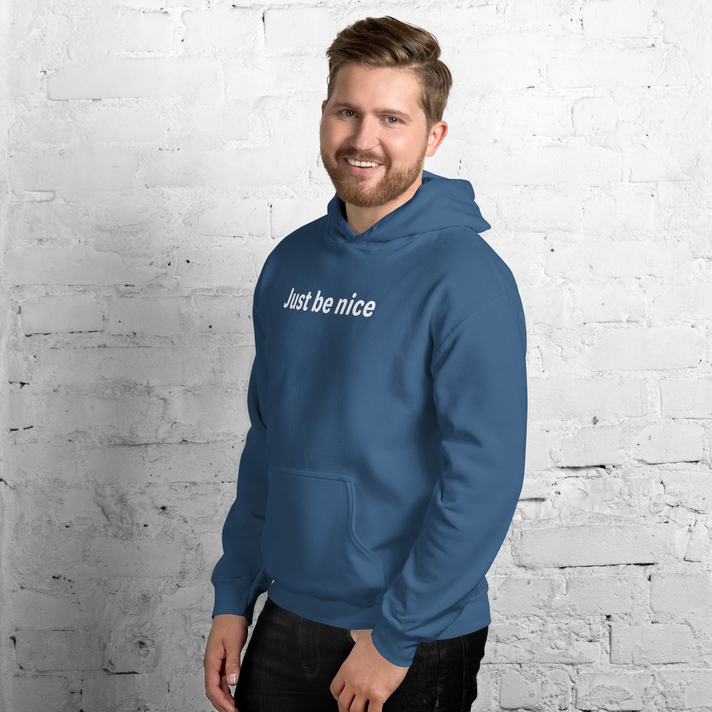 Just be nice - White Text - Mens Hoodie