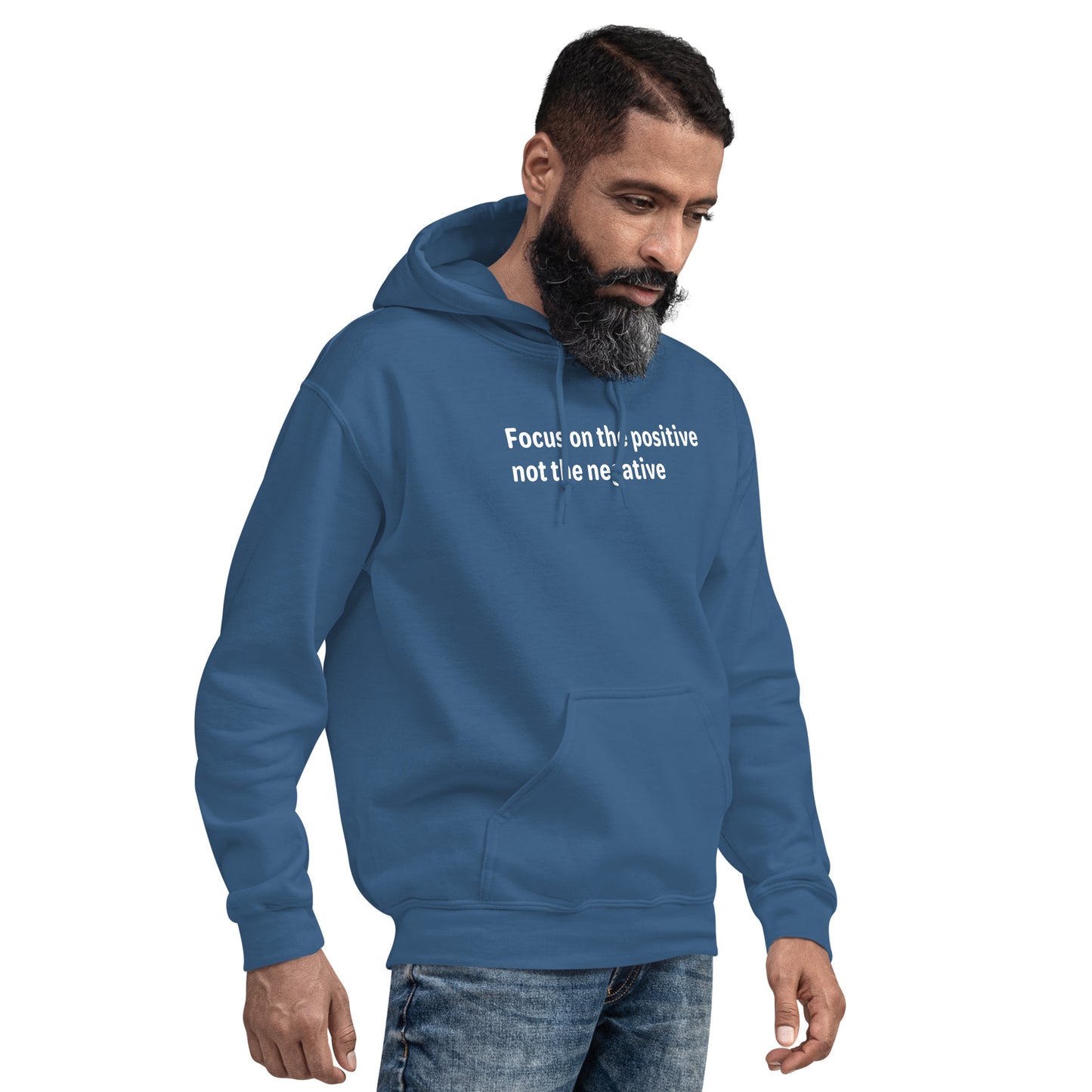 Positive Focus - White Text - Mens Hoodie