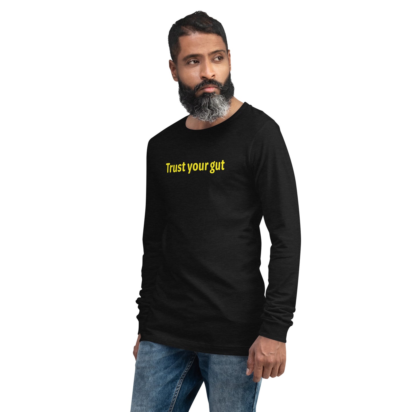 Trust your gut - Yellow text - Mens Long Sleeve Tee